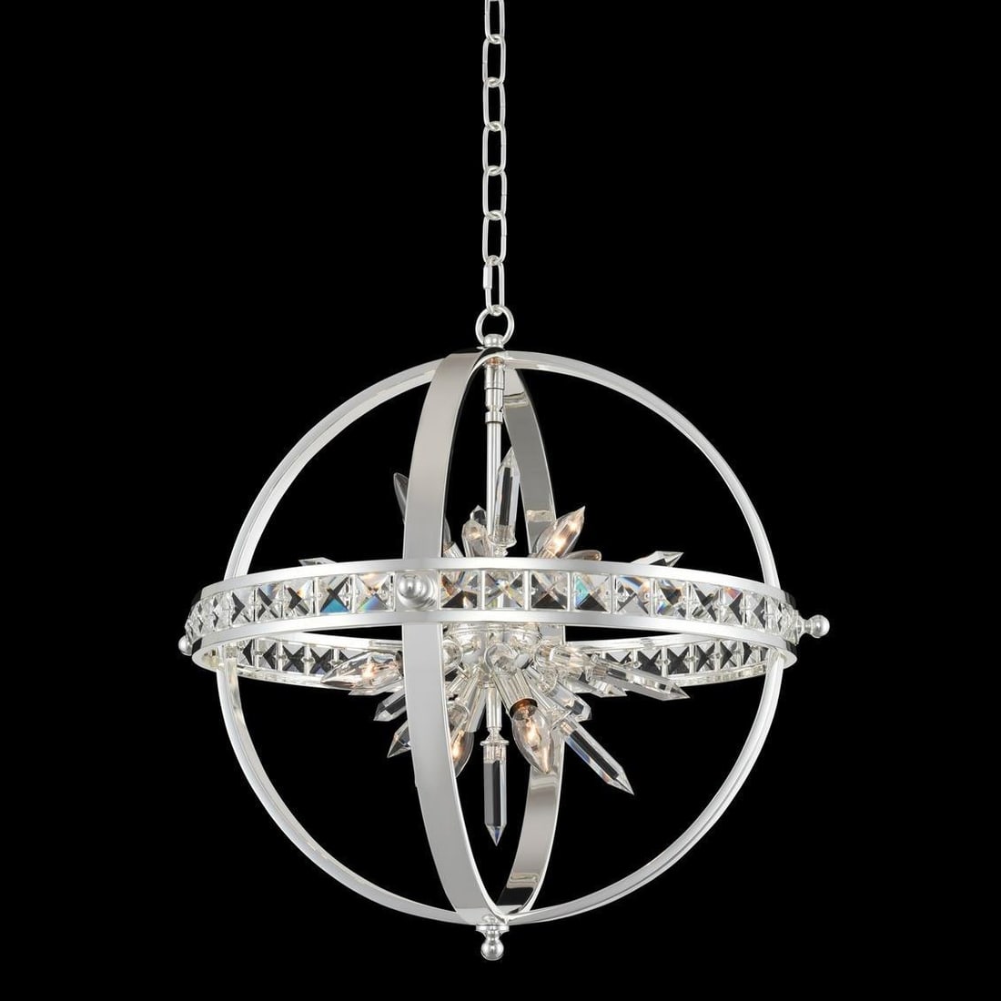 Kalco Angelo 23 Inch Crystal Orb Pendant Light Polished Silver: Kalco Angelo 23 Inch Crystal Orb Pendant Light Polished Silver Illuminate your space with the stunning Elegant Angelo 23" Crystal Orb Pendant Light, a perfect blend of elegance and modern design. This