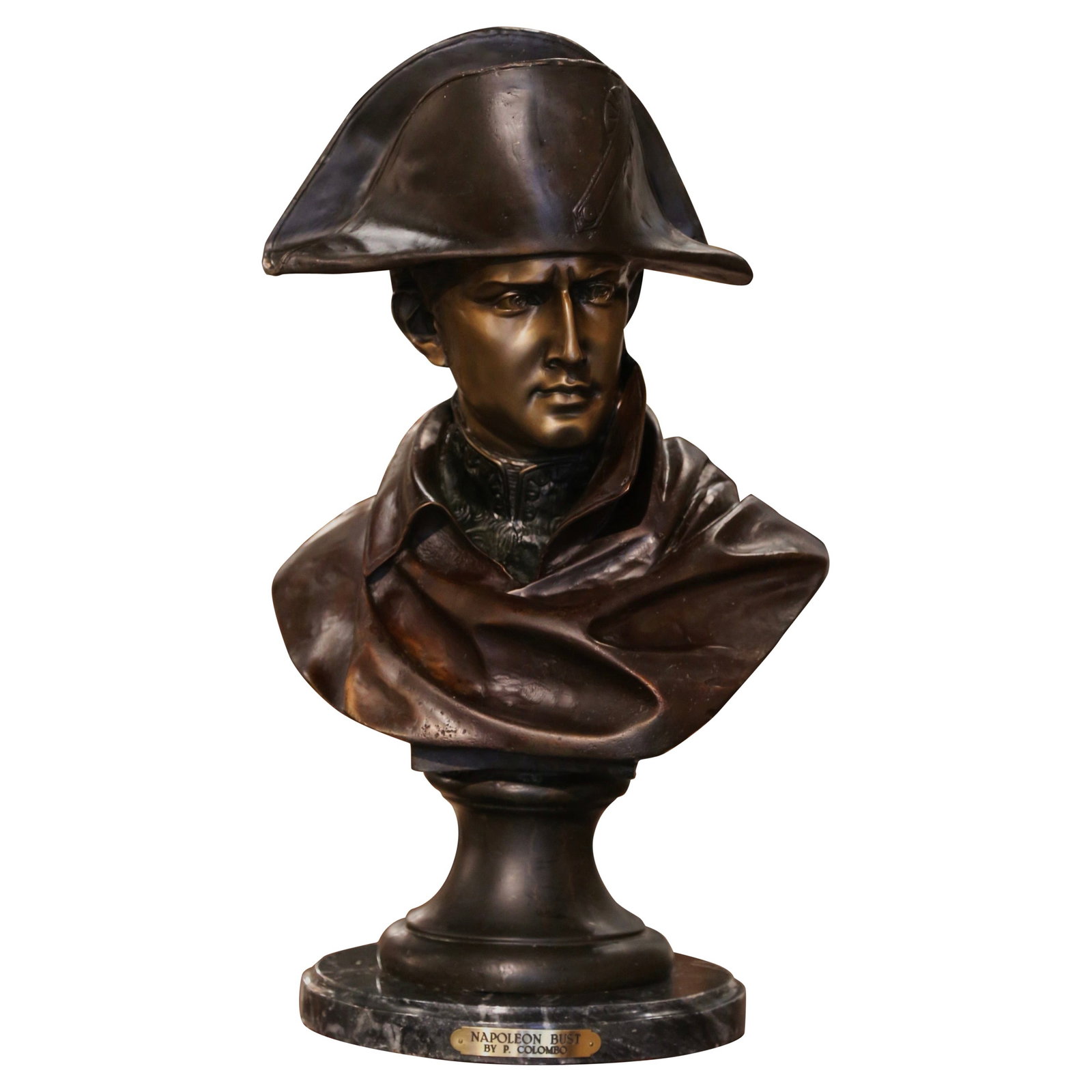 19th Century Two-Tone Spelter Bust of Napoleon by Renzo Colombo 1885 (1 of 9)