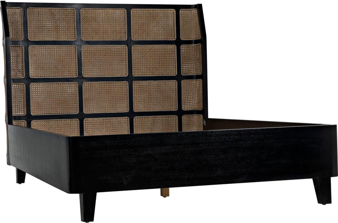 Regency Hand-Rubbed Black Caning Queen Bed by Noir: Regency Hand-Rubbed Black Caning Queen Bed by Noir This Elegant Hand-Rubbed Black Caning Queen Bed is a stunning centerpiece for any bedroom. Crafted from high-quality caning mahogany, this bed featur