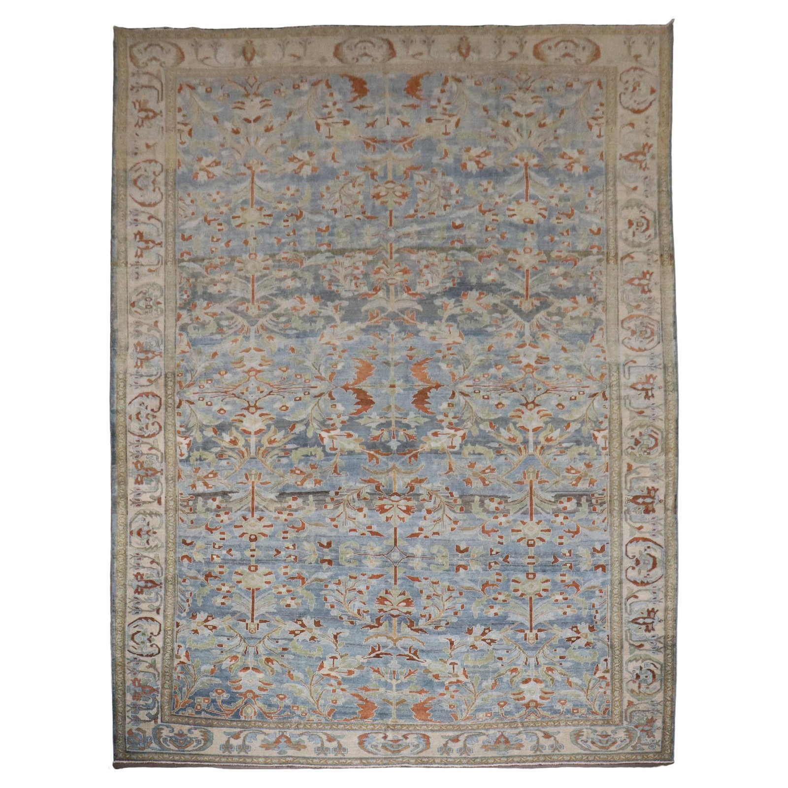 Antique Blue Persian Malayer Rug Hand-Knotted Wool 11'5 x 14'8 Iran 1910: Antique Blue Persian Malayer Rug Hand-Knotted Wool 11'5 x 14'8 Iran 1910 Experience the elegance of the early 20th century with this exquisite large antique Persian Malayer rug. Measuring 11' 5" x 14'