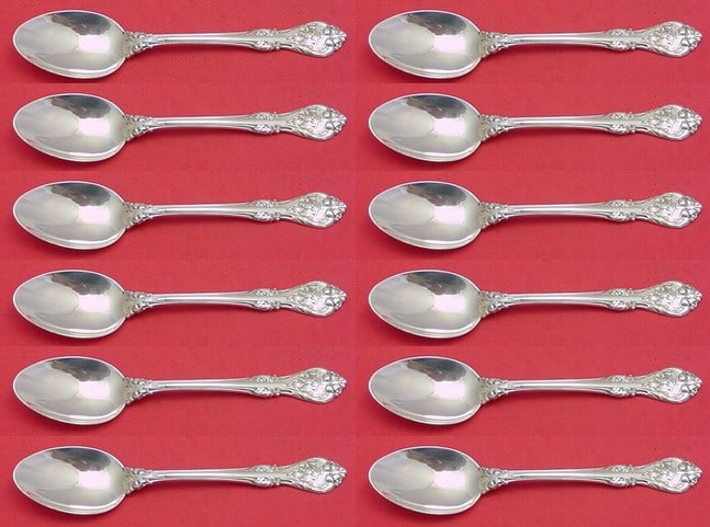 Gorham King Edward Sterling Silver 12 Place Soup Spoons Set: Gorham King Edward Sterling Silver 12 Place Soup Spoons Set Elevate your dining experience with this exquisite 12-piece set of King Edward place soup spoons by Gorham, each measuring 6 3/4". Crafted f