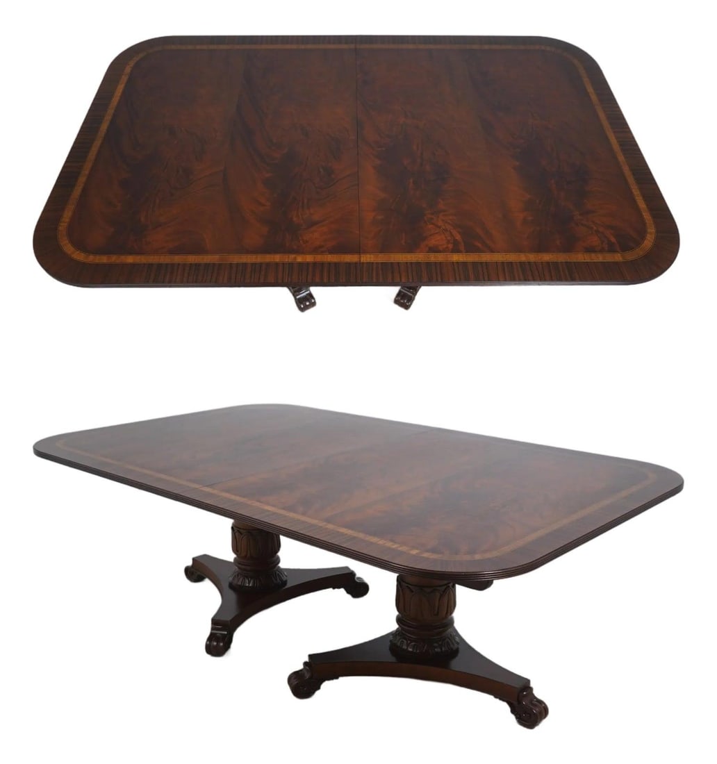 Empire Platform Pedestal Dining Table with Figural Mahogany Top and Satinwood Banding (1 of 10)