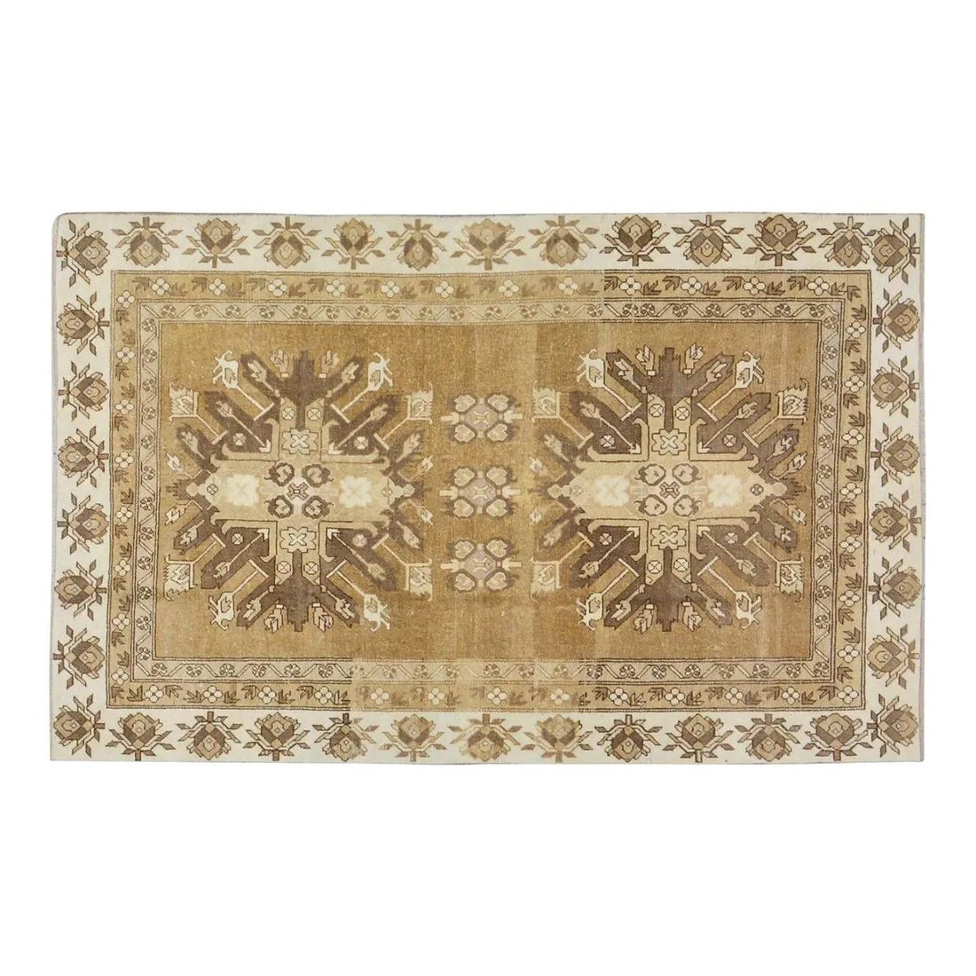Handcrafted Wool Area Rug from Kars Turkey 5'x8': Handcrafted Wool Area Rug from Kars Turkey 5'x8' This vintage Turkish Kars rug is skillfully hand-knotted from wool using traditional rug-making techniques. The rug combines timeless craftsmanship wit