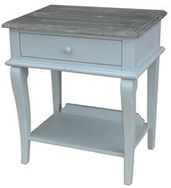 Trade Winds Gray Painted Table with Drawer and Shelf Storage (1 of 1)
