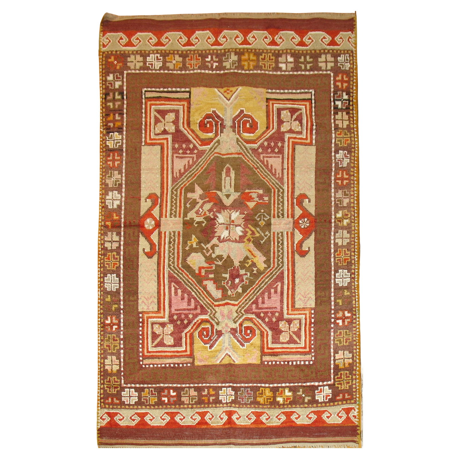 Antique Turkish Ghiordes Rug 34 x 53 Hand-Knotted Wool: Antique Turkish Ghiordes Rug 34 x 53 Hand-Knotted Wool Discover the charm of the early 20th century with this exquisite Antique Turkish Ghiordes Scatter Rug, showcasing a romantic style. Hand-knotted 