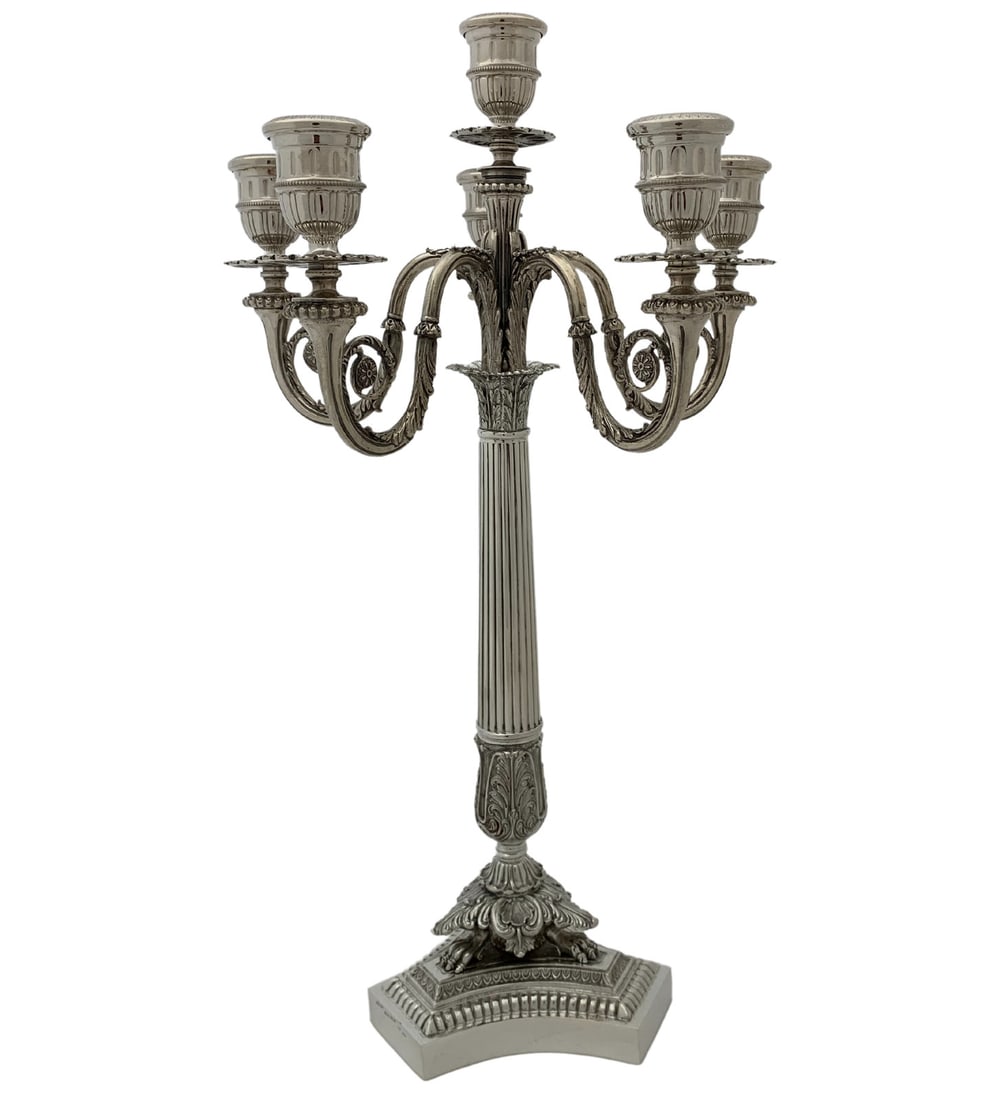 Elegant Floral 6-Light Candelabra Fine Italian 925 Sterling Silver: Elegant Floral 6-Light Candelabra Fine Italian 925 Sterling Silver This exquisite 6-light candelabra is crafted from fine Italian 925 sterling silver, showcasing elegant handmade floral designs that e