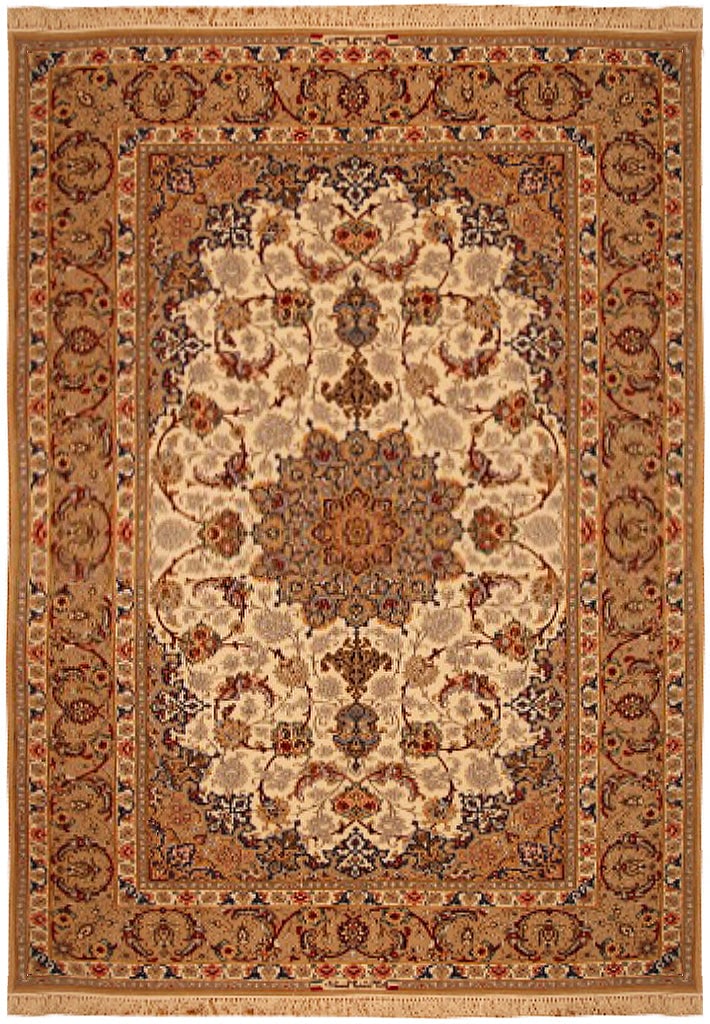 Signed Persian Esfahan Rug 5' x 7.6' Wool Silk Hand-Knotted (1 of 7)