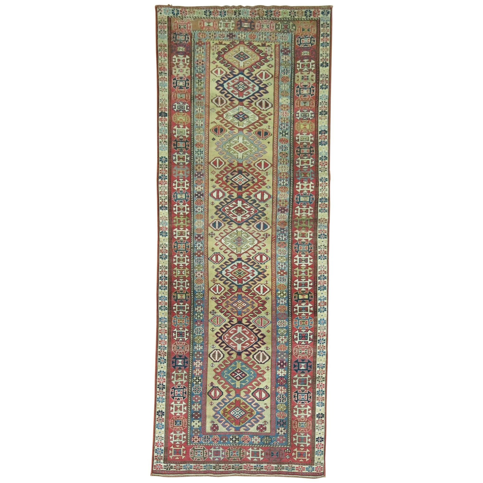 Rare Antique Bakshaish Caucasian Wool Runner from Iran 1920: Rare Antique Bakshaish Caucasian Wool Runner from Iran 1920 This exquisite Antique Caucasian Runner showcases the unique craftsmanship of Bakshaish style, featuring a rare size with a captivating came