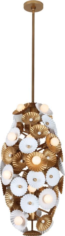 Kalco Brass Foyer Light 38.5H Dimmable Indoor 20 Bulbs: Kalco Brass Foyer Light 38.5H Dimmable Indoor 20 Bulbs Illuminate your space with this stunning vintage-style brass lighting fixture. Crafted with meticulous attention to detail, this foyer light offe