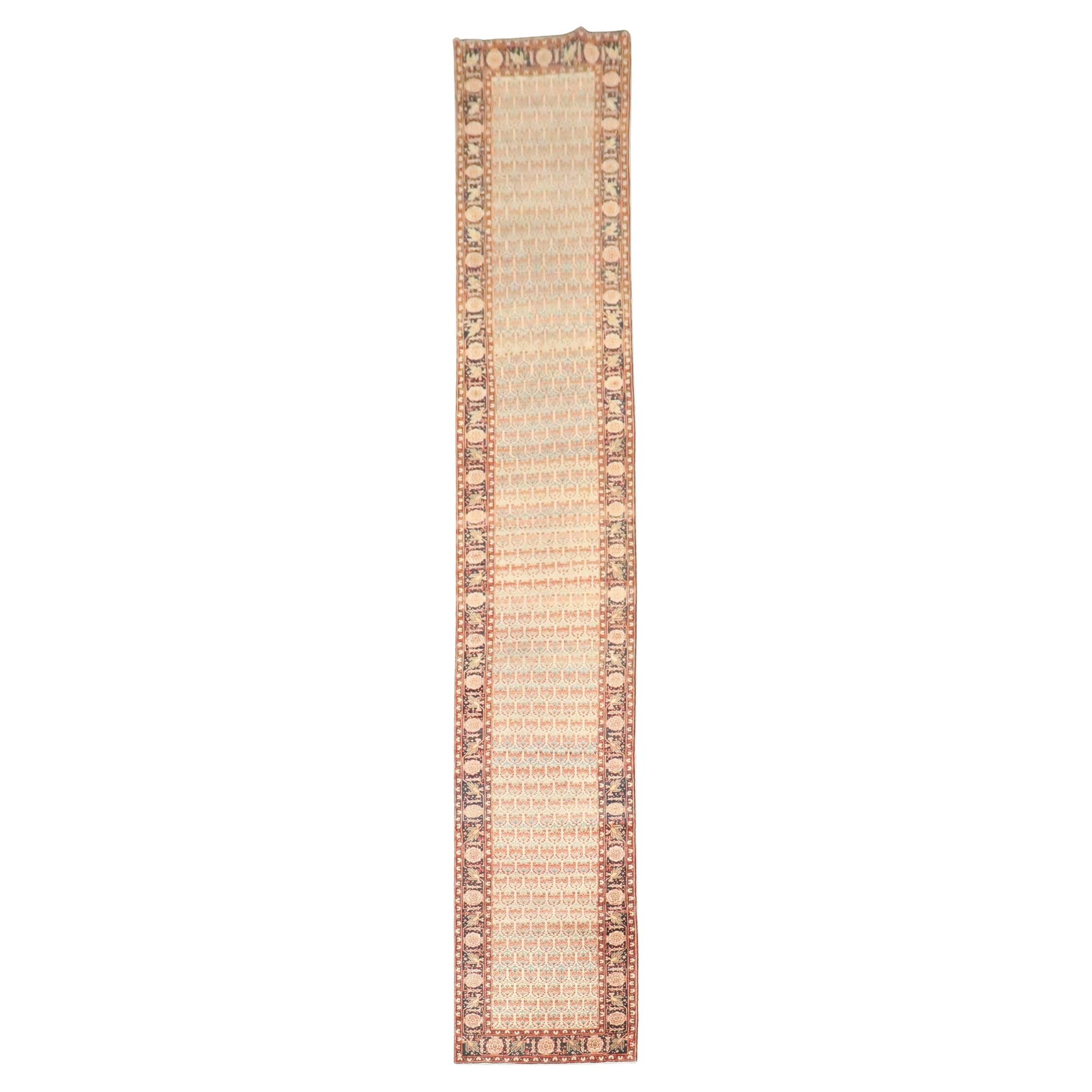 19th Century Persian Tabriz Haji Jalili Wool Runner 31 x 201 in: 19th Century Persian Tabriz Haji Jalili Wool Runner 31 x 201 in Experience the elegance of a genuine 19th-century Persian Tabriz Haji Jalili runner, expertly crafted from high-quality wool. This stunn