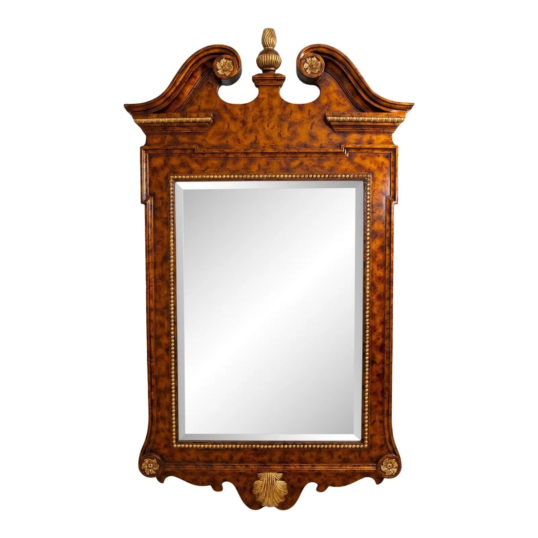 Maitland Smith Georgian Style Large Beveled Wall Mirror with Gold Accents: Maitland Smith Georgian Style Large Beveled Wall Mirror with Gold Accents This Maitland Smith Georgian Style Large Wall Mirror features a stunning beveled glass surface and high-quality construction, 
