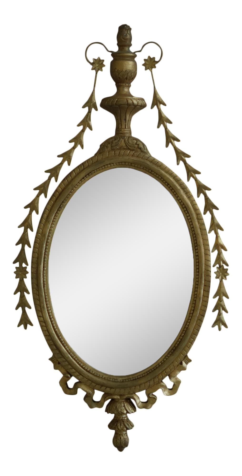 Elegant Gold Adam Style Wall Mirror 20 x 41 Inches: Elegant Gold Adam Style Wall Mirror 20 x 41 Inches Enhance your living space with this exquisite Gold Framed Adam Style Wall Mirror. Crafted approximately 20 years ago, this stunning piece features qu
