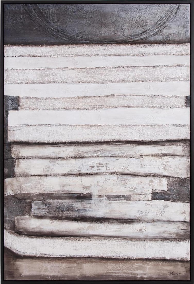 Howard Elliott Hand-Finished Meditation Art 61.75x41.75 Rectangle Canvas: Howard Elliott Hand-Finished Meditation Art 61.75x41.75 Rectangle Canvas This stunning hand-finished art piece, titled "Layers of Meditation," features a captivating rectangular design that adds a ser