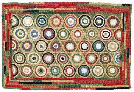 Green Pennies Round Rug 60 x 60 Arts and Crafts Style: Green Pennies Round Rug 60 x 60 Arts and Crafts Style Enhance your home decor with the Green Pennies Rug, a stunning representation of Arts and Crafts style. This round rug measures 5 feet in diameter