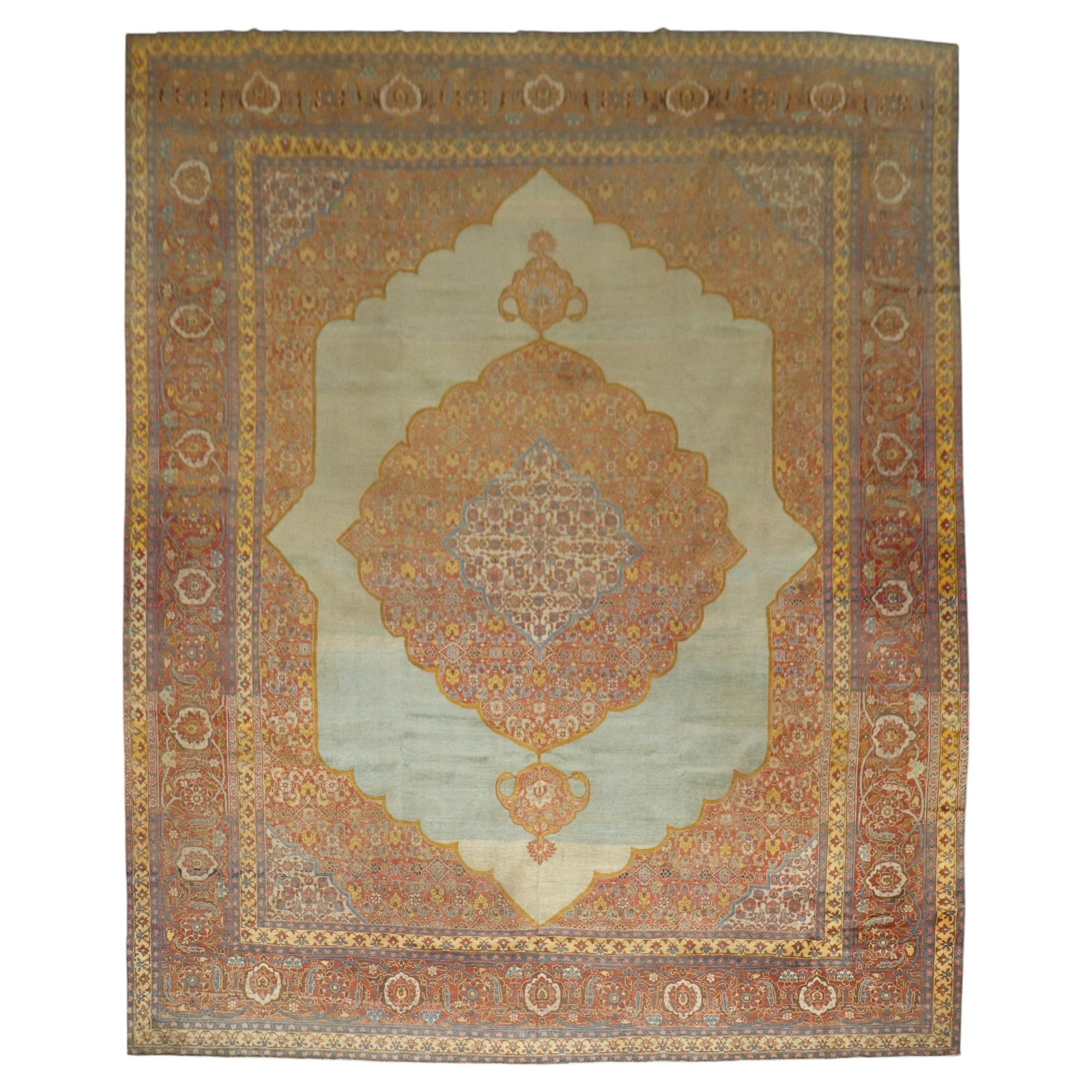 Early 20th Century Tabriz Wool Rug with Blue Medallion Design 10' x 13': Early 20th Century Tabriz Wool Rug with Blue Medallion Design 10' x 13' This early 20th century Persian Tabriz rug features an open field medallion motif set against a dynamic blue background. Hand-wo
