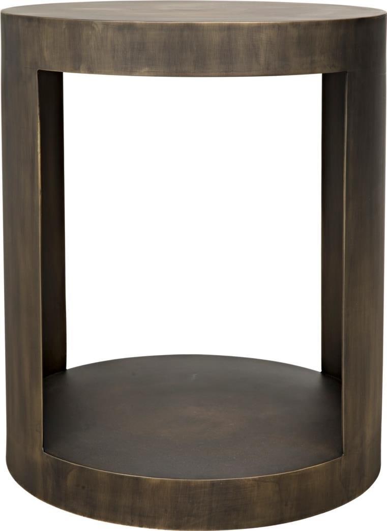 Chrysler Side Table Aged Brass Industrial Steel 24H x 20W x 20D: Chrysler Side Table Aged Brass Industrial Steel 24H x 20W x 20D Introducing the Chrysler Side Table, a refined addition to your living space. Crafted from industrial steel, this table features a stunn