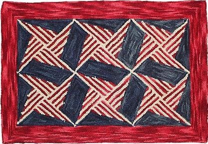 Hand-Hooked Nautical Star Rug 100% Wool 4x6 Inches (1 of 1)