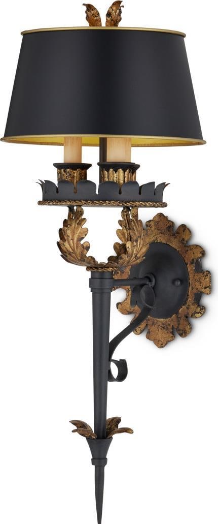 Currey Duke Wall Sconce European Traditional Style Black Shade 26 Inch: Currey Duke Wall Sconce European Traditional Style Black Shade 26 Inch Elevate your interior decor with the Duke Wall Sconce, a perfect blend of style and functionality. This medium-sized wall sconce 