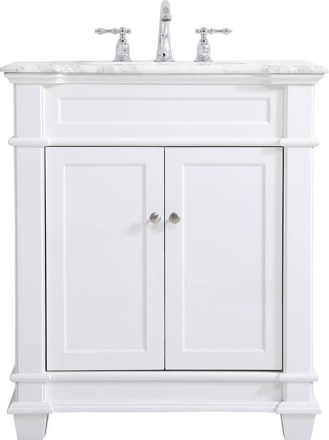 Elegant Lighting 30 Inch White Transitional Bathroom Vanity: Elegant Lighting 30 Inch White Transitional Bathroom Vanity Elevate your bathroom with this sleek 30" white vanity, designed for modern aesthetics. This transitional style bathroom vanity features a d