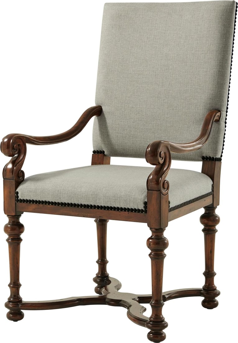 Theodore Alexander Barolo Acacia Dining Armchair English Traditional Style: Theodore Alexander Barolo Acacia Dining Armchair English Traditional Style Elevate your dining experience with the Barolo Armchair, a stunning piece crafted from durable Acacia wood. This dining armch