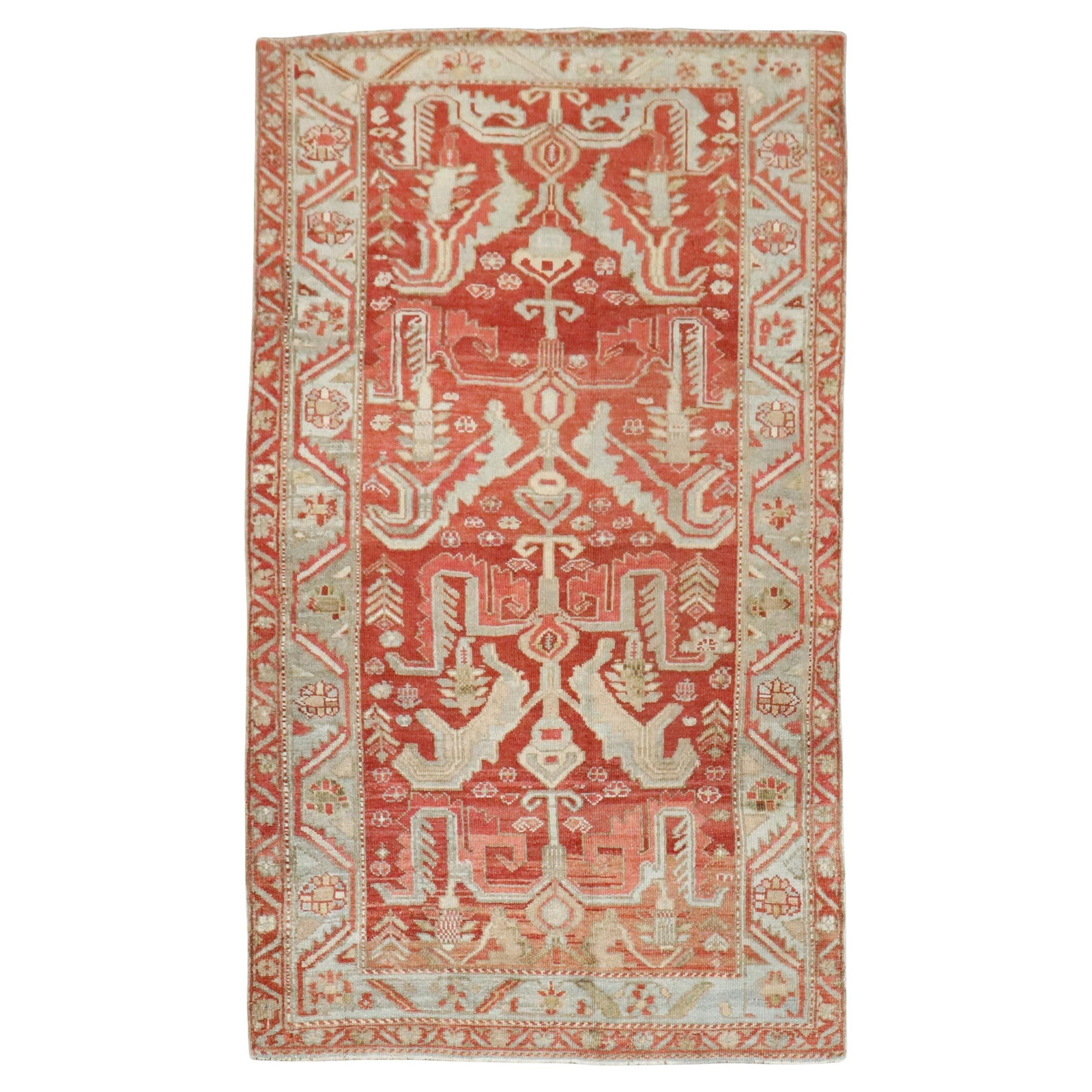 Red Malayer Wool Rug 3'11" x 6'5" Hand-Knotted Early 20th Century Persian: Red Malayer Wool Rug 3'11" x 6'5" Hand-Knotted Early 20th Century Persian Early 20th-century Persian Malayer rug featuring a predominantly red color palette. Expertly hand-knotted from wool, this rug 