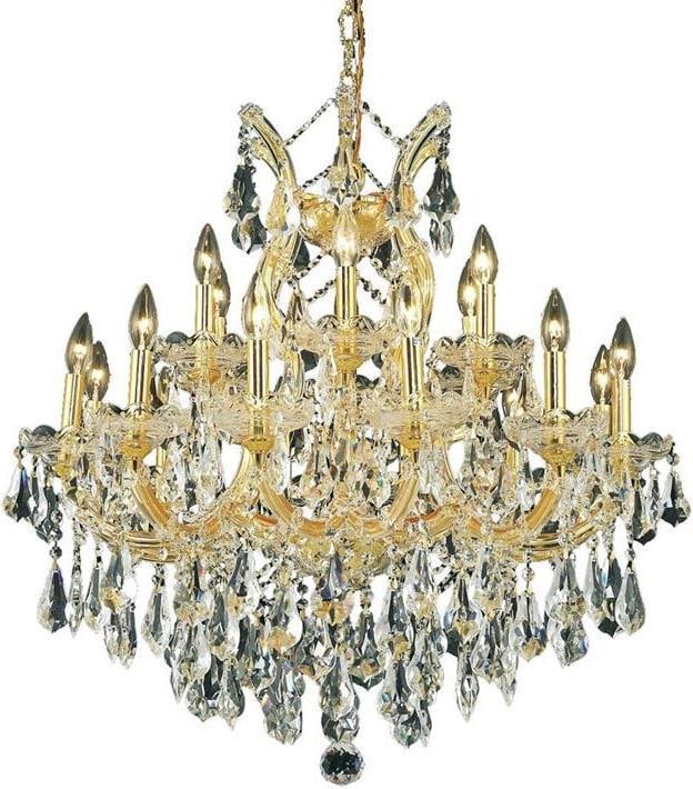 Elegant Lighting Maria Theresa Gold Finish Rococo Crystal Chandelier: Elegant Lighting Maria Theresa Gold Finish Rococo Crystal Chandelier Illuminate your space with this stunning Classic Crystal Chandelier, designed in an elegant Rococo style. This bowl chandelier feat