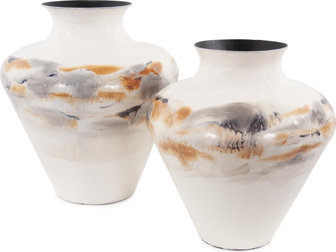 Howard Elliott Neptune White Iron Vase 18 Inch Hand-Painted Classic (1 of 8)