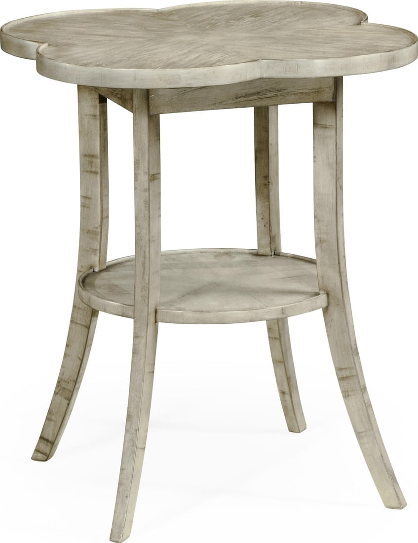 Jonathan Charles Quatrefoil Rustic Grey Lamp Table with Storage (1 of 5)