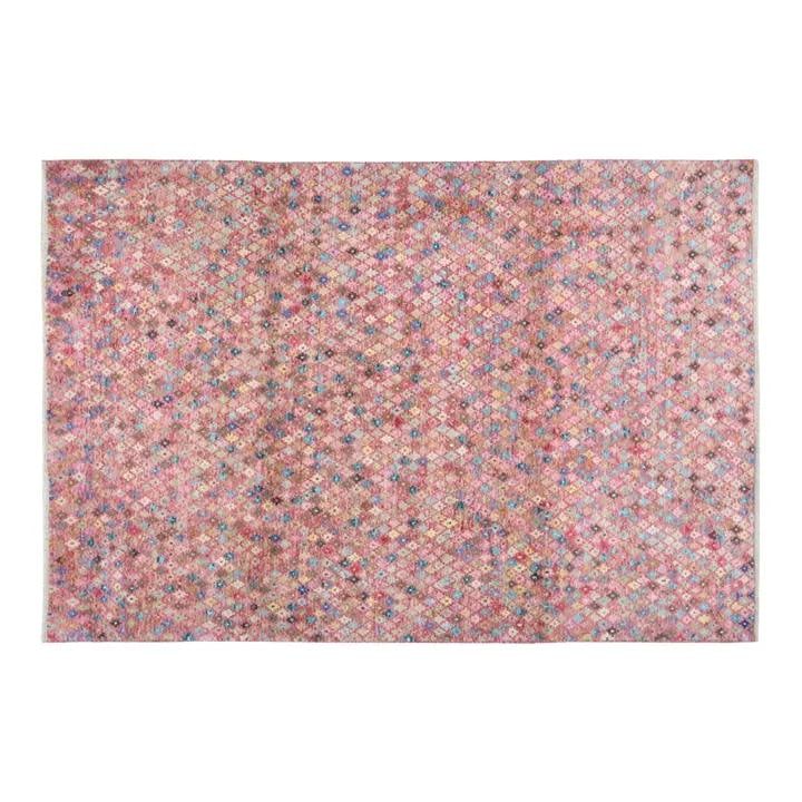 Hand Knotted Wool Mile Fleur Moroccan Style Red Rug 6'6X9'3: Hand Knotted Wool Mile Fleur Moroccan Style Red Rug 6'6X9'3 This contemporary Moroccan Mile Fleur rug is hand-knotted from wool and features a modern design in a vibrant red color. The rug is pre-owne