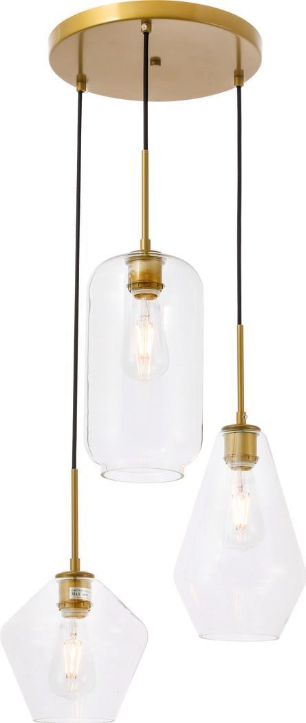 Elegant Lighting Gene Brass and Clear Glass Pendant Light UL-Listed: Elegant Lighting Gene Brass and Clear Glass Pendant Light UL-Listed Illuminate your space with this stunning Adjustable Brass and Clear Glass Pendant Light, featuring a transitional style that complem