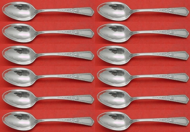 Towle D'Orleans Sterling Silver Teaspoon Set 12 pcs 6 inch Flatware: Towle D'Orleans Sterling Silver Teaspoon Set 12 pcs 6 inch Flatware This exquisite D'Orleans by Towle sterling silver teaspoon set includes 12 pieces, each measuring 6 inches. Crafted between 1900 and
