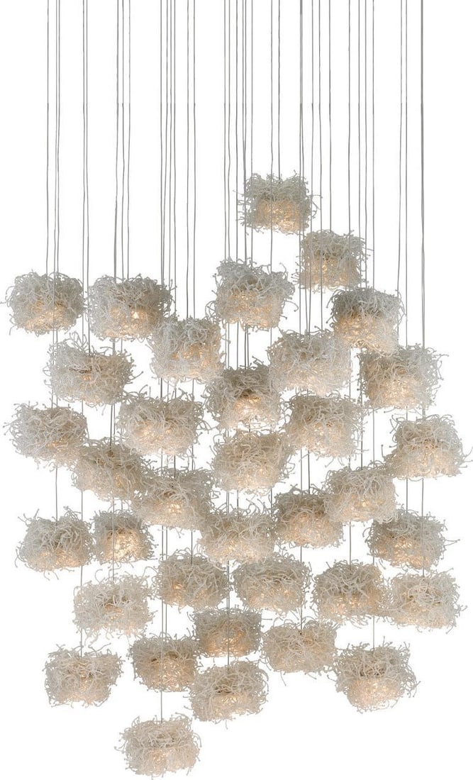 Currey Luminous Birds Nest Pendant Light 36-Light Adjustable Contemporary: Currey Luminous Birds Nest Pendant Light 36-Light Adjustable Contemporary Illuminate your space with the stunning Luminous Birds Nest Pendant Light Fixture. This exquisite multi-drop pendant features 