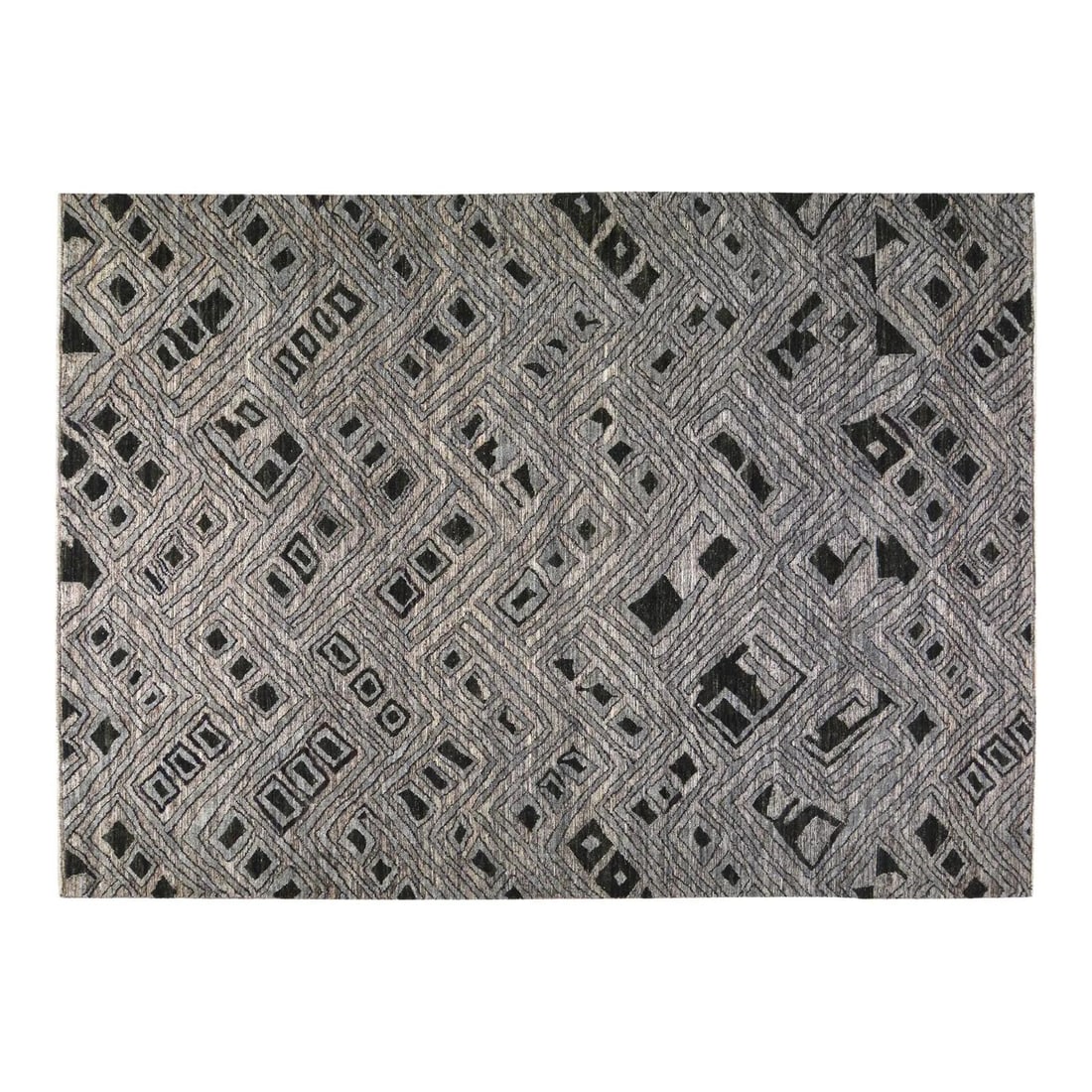 8'7 x 12'1 Wool Area Rug Hand Knotted Moroccan Sheba Design: 8'7 x 12'1 Wool Area Rug Hand Knotted Moroccan Sheba Design This Moroccan Sheba rug is hand-knotted from wool using traditional techniques, blending timeless craftsmanship with a modern design sensibi