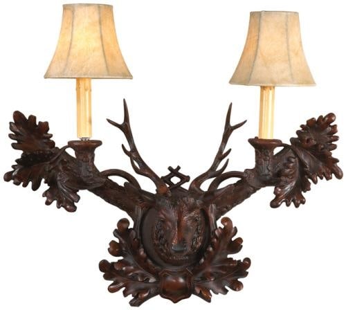 Rustic Stag Wall Sconce Lodge Style by OK Casting: Rustic Stag Wall Sconce Lodge Style by OK Casting This item is made at time of order. Please allow 42 to 70 days for production. Illuminate your space with this handcrafted rustic stag sconce, expertl
