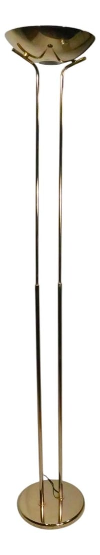 Brass Art Deco Style Hollywood Regency Halogen Torchere Floor Lamp (1 of 10)