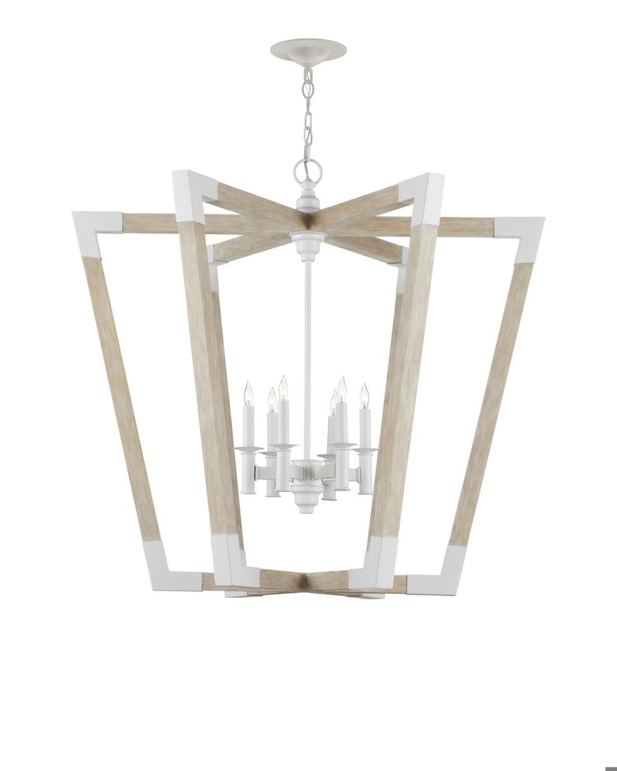 Currey Bastian Large Lantern Clear Silver Finish 6 Bulb Dimmable (1 of 7)