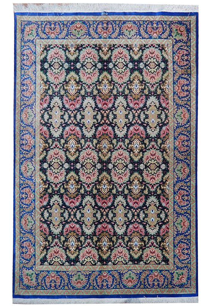 4' x 6.7' Signed Silk Persian Qum Rug Handwoven in Iran: 4' x 6.7' Signed Silk Persian Qum Rug Handwoven in Iran Free continental US Shipping Introducing an exquisite 4' x 6.7' Signed Fine Silk Persian Qum Rug, a true masterpiece of Persian craftsmanship. H