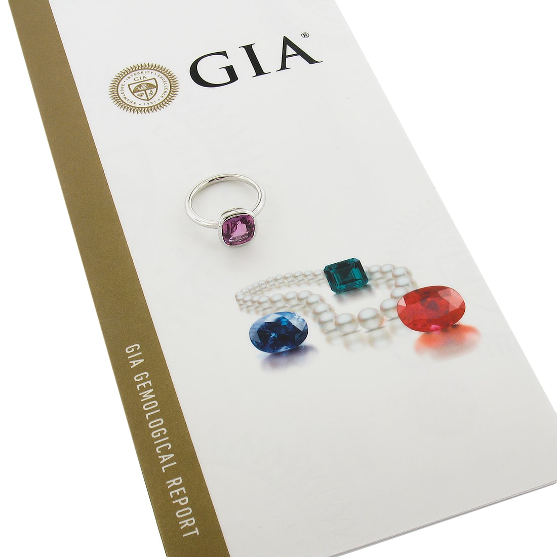 Platinum GIA Certified 2.89ct Bezel Set Pink Sapphire Solitaire Ring (1 of 9)