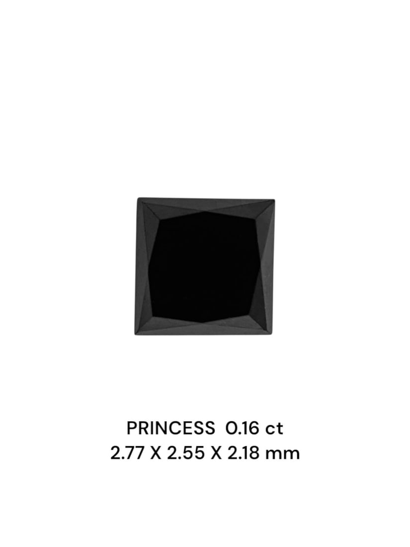 Loose Diamond - PRINCESS 0.16ct Fancy Black VVS2: Loose Diamond - PRINCESS 0.16ct Fancy Black VVS2 Source: Natural Shape: PRINCESS Carats: 0.16 Color: Fancy Black Certification: NONE PLEASE NOTE: Framed, Large, or heavy items do not have shipping cos