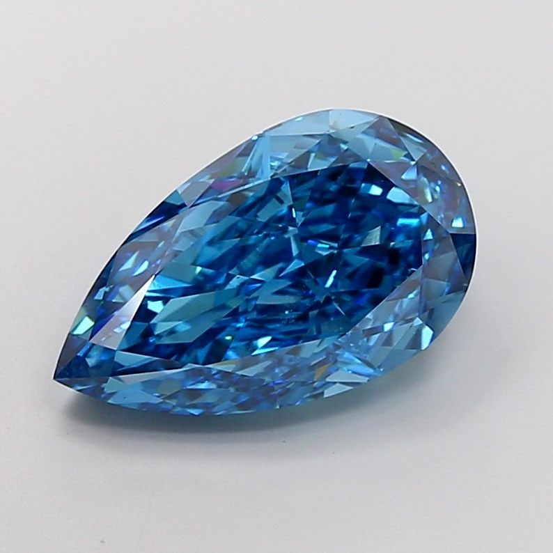 Loose Diamond - PEAR 8.06ct Fancy Vivid Blue VS1: Loose Diamond - PEAR 8.06ct Fancy Vivid Blue VS1 Source: This is a real non-mined Diamond that has been grown in a lab Shape: PEAR Carats: 8.06 Color: Fancy Vivid Blue Certification: IGI Video: