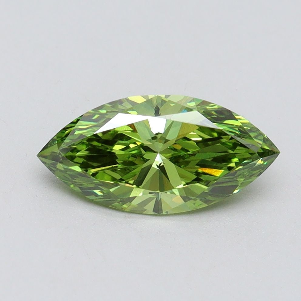 Loose Diamond - MARQUISE 1.11ct Fancy Vivid Green VS1: Loose Diamond - MARQUISE 1.11ct Fancy Vivid Green VS1 Source: This is a real non-mined Diamond that has been grown in a lab Shape: MARQUISE Carats: 1.11 Color: Fancy Vivid Green Certification: IGI
