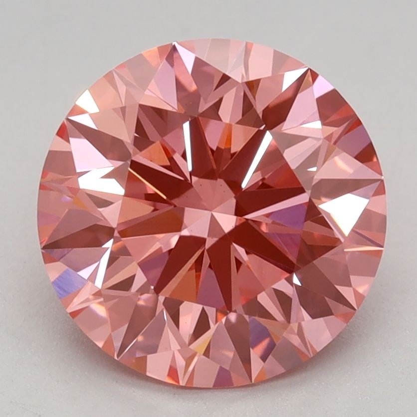 Ideal Loose Diamond - ROUND 2.1ct Fancy Vivid Pink VS1: Ideal Loose Diamond - ROUND 2.1ct Fancy Vivid Pink VS1 Source: This is a real non-mined Diamond that has been grown in a lab Shape: ROUND Carats: 2.1 Color: Fancy Vivid Pink Certification: IGI Video: