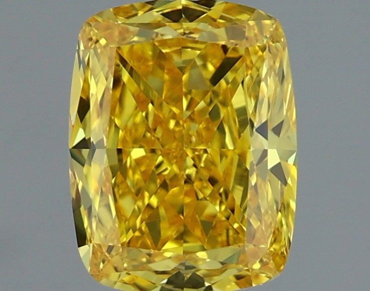 Loose Diamond - CUSHION MODIFIED 1.5ct Fancy Vivid Yellow VVS2: Loose Diamond - CUSHION MODIFIED 1.5ct Fancy Vivid Yellow VVS2 Source: This is a real non-mined Diamond that has been grown in a lab Shape: CUSHION MODIFIED Carats: 1.5 Color: Fancy Vivid Yellow Certi