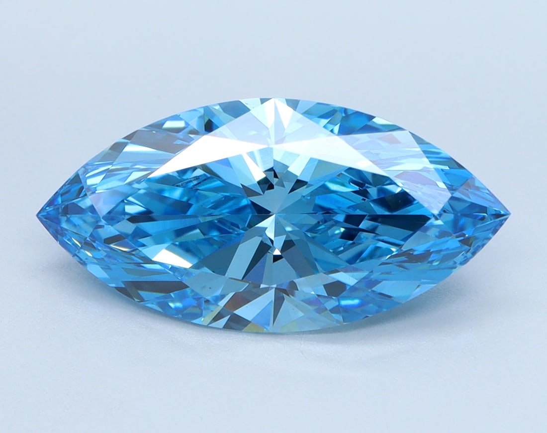 Loose Diamond - MARQUISE 3.07ct FANCY VIVID BLUE VS2: Loose Diamond - MARQUISE 3.07ct FANCY VIVID BLUE VS2 Source: This is a real non-mined Diamond that has been grown in a lab Shape: MARQUISE Carats: 3.07 Color: FANCY VIVID BLUE Clarity: VS2 Certificati