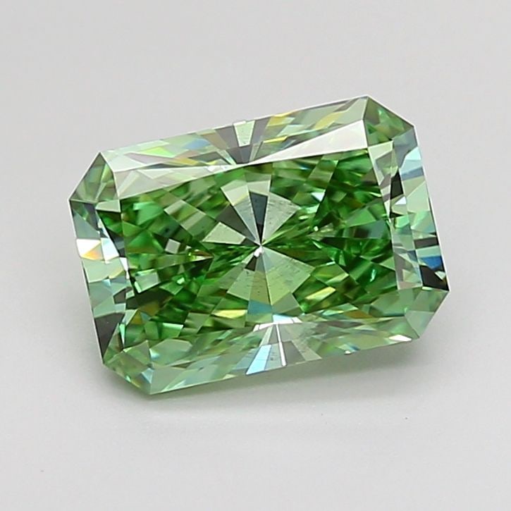 Loose Diamond - RADIANT 2.01ct Fancy Vivid Green VS2: Loose Diamond - RADIANT 2.01ct Fancy Vivid Green VS2 Source: This is a real non-mined Diamond that has been grown in a lab Shape: RADIANT Carats: 2.01 Color: Fancy Vivid Green Certification: IGI Video