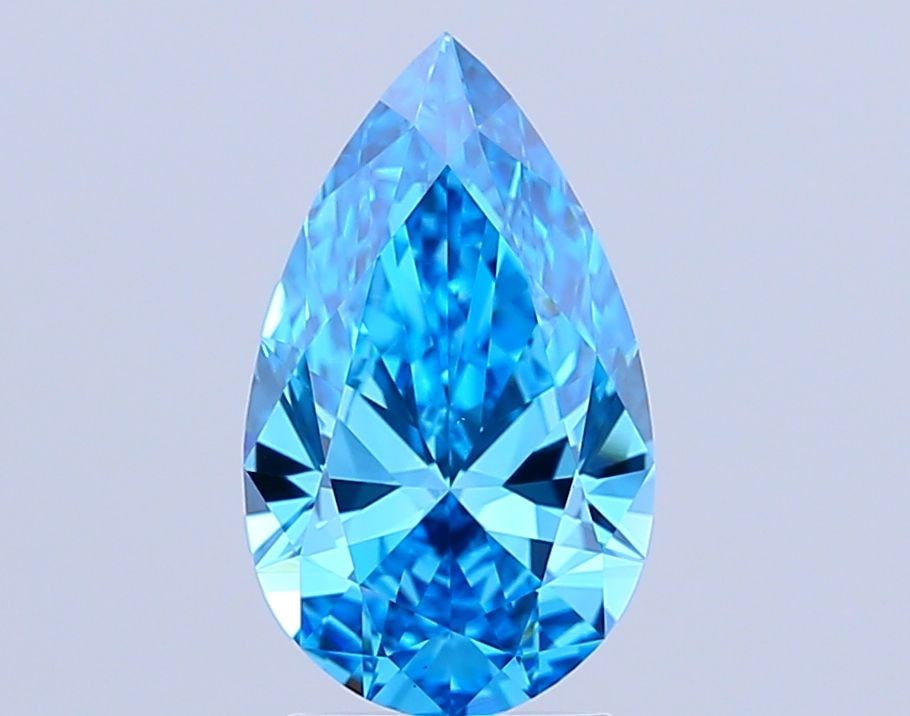 Loose Diamond - PEAR 2.31ct Fancy Vivid Blue VS1: Loose Diamond - PEAR 2.31ct Fancy Vivid Blue VS1 Source: This is a real non-mined Diamond that has been grown in a lab Shape: PEAR Carats: 2.31 Color: Fancy Vivid Blue Certification: IGI Video: