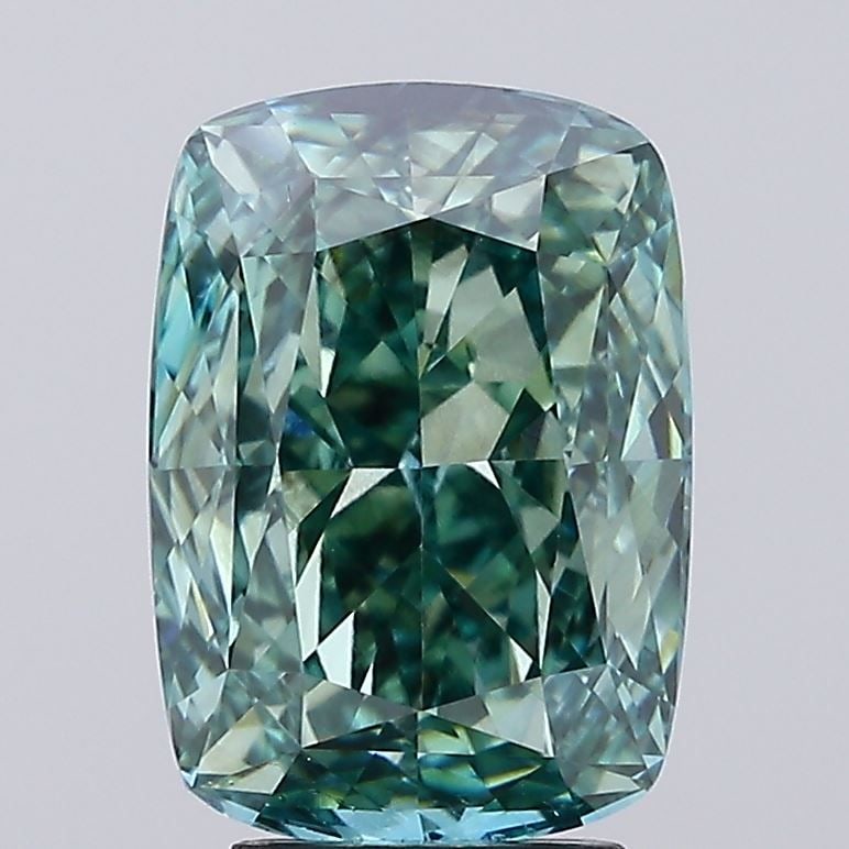 Loose Diamond - CUSHION MODIFIED 5.03ct Fancy Vivid Green SI1: Loose Diamond - CUSHION MODIFIED 5.03ct Fancy Vivid Green SI1 Source: This is a real non-mined Diamond that has been grown in a lab Shape: CUSHION MODIFIED Carats: 5.03 Color: Fancy Vivid Green Certif