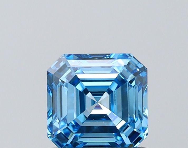 Loose Diamond - ASSCHER 1.01ct Fancy Vivid Blue VS1: Loose Diamond - ASSCHER 1.01ct Fancy Vivid Blue VS1 Source: This is a real non-mined Diamond that has been grown in a lab Shape: ASSCHER Carats: 1.01 Color: Fancy Vivid Blue Certification: IGI Video: