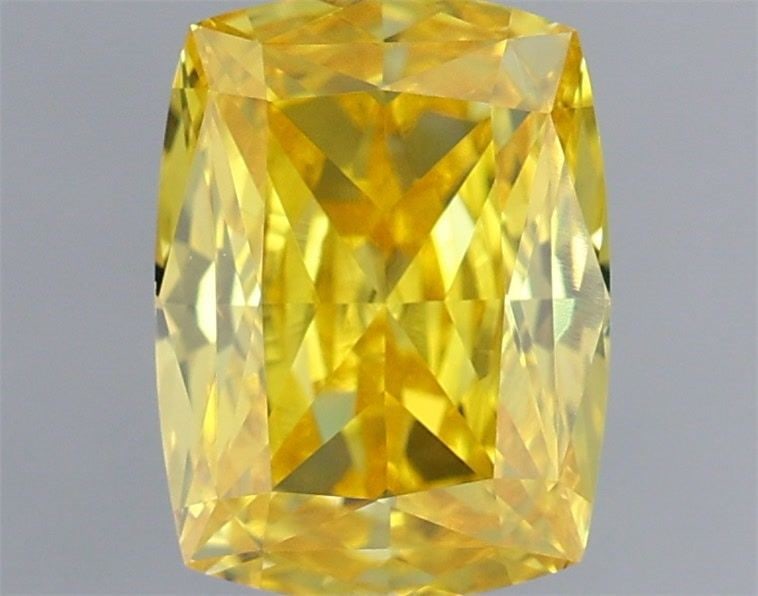 Loose Diamond - CUSHION MODIFIED 0.98ct Fancy Vivid Yellow VS1: Loose Diamond - CUSHION MODIFIED 0.98ct Fancy Vivid Yellow VS1 Source: This is a real non-mined Diamond that has been grown in a lab Shape: CUSHION MODIFIED Carats: 0.98 Color: Fancy Vivid Yellow Cert