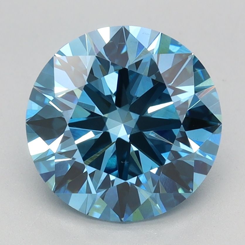 Ideal Loose Diamond - ROUND 2.19ct Fancy Vivid Blue VS1: Ideal Loose Diamond - ROUND 2.19ct Fancy Vivid Blue VS1 Source: This is a real non-mined Diamond that has been grown in a lab Shape: ROUND Carats: 2.19 Color: Fancy Vivid Blue Certification: IGI Video